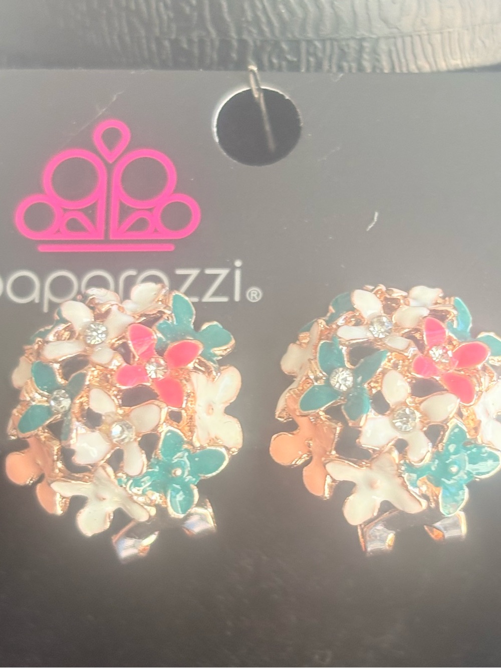 Women's floral multicolor flower post earrings-B
